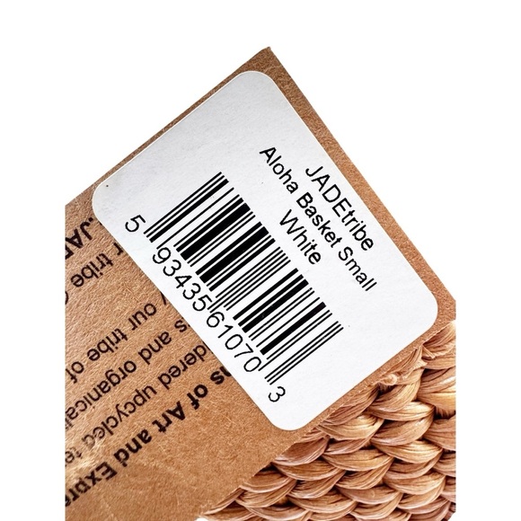 JADEtribe Aloha Woven Basket Bag with White Tassel and Pom Poms NWT - Picture 5 of 10